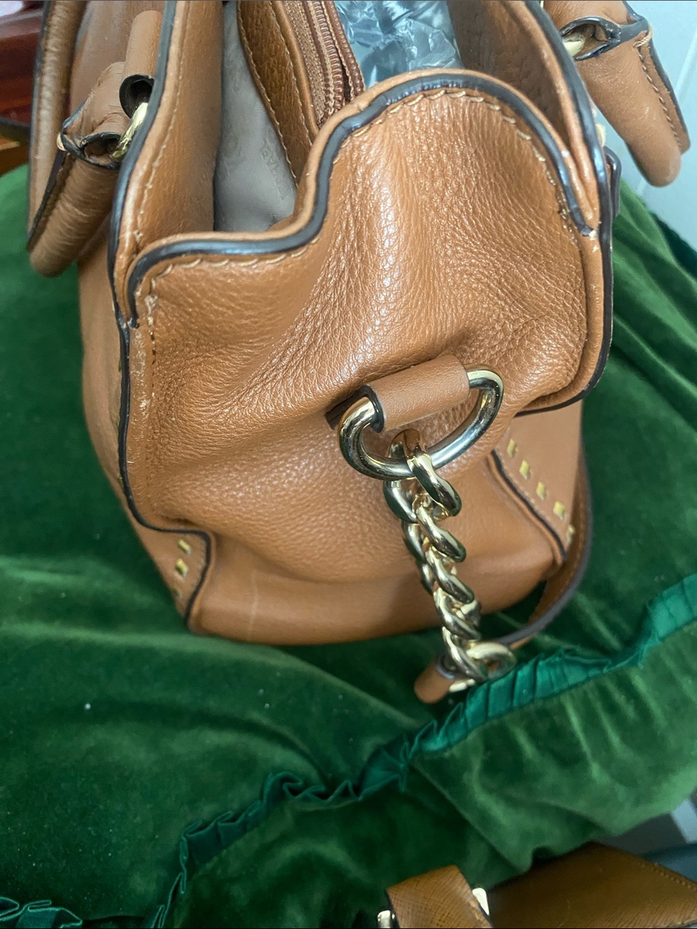 Michael Kors Cognac Leather Satchel with Gold Hardware - Picture 3 of 7